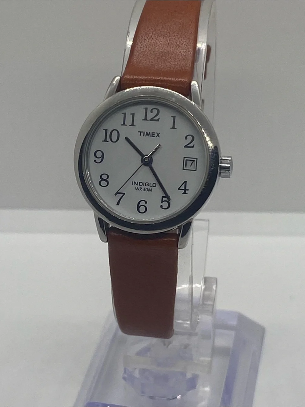 Timex Silver Case White Dial Brown Strap Women's Watch